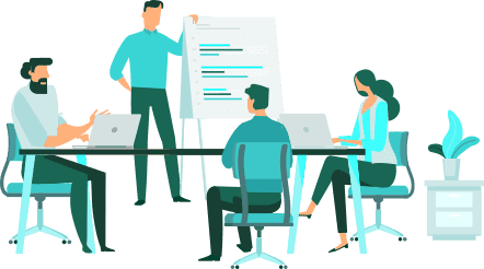 Team in Besprechung plant strategische Projekte – symbolisch für professionelles Umsetzungsmanagement